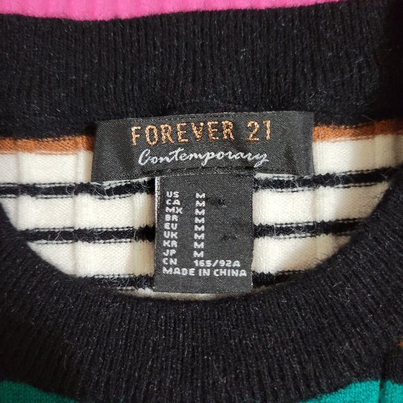 Forever 21 Contemporary Multi Striped Soft Sweater Size M Mint Condition NWOT - Picture 3 of 4